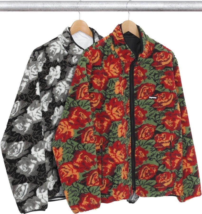Roses Sherpa Fleece Reversible Jacket